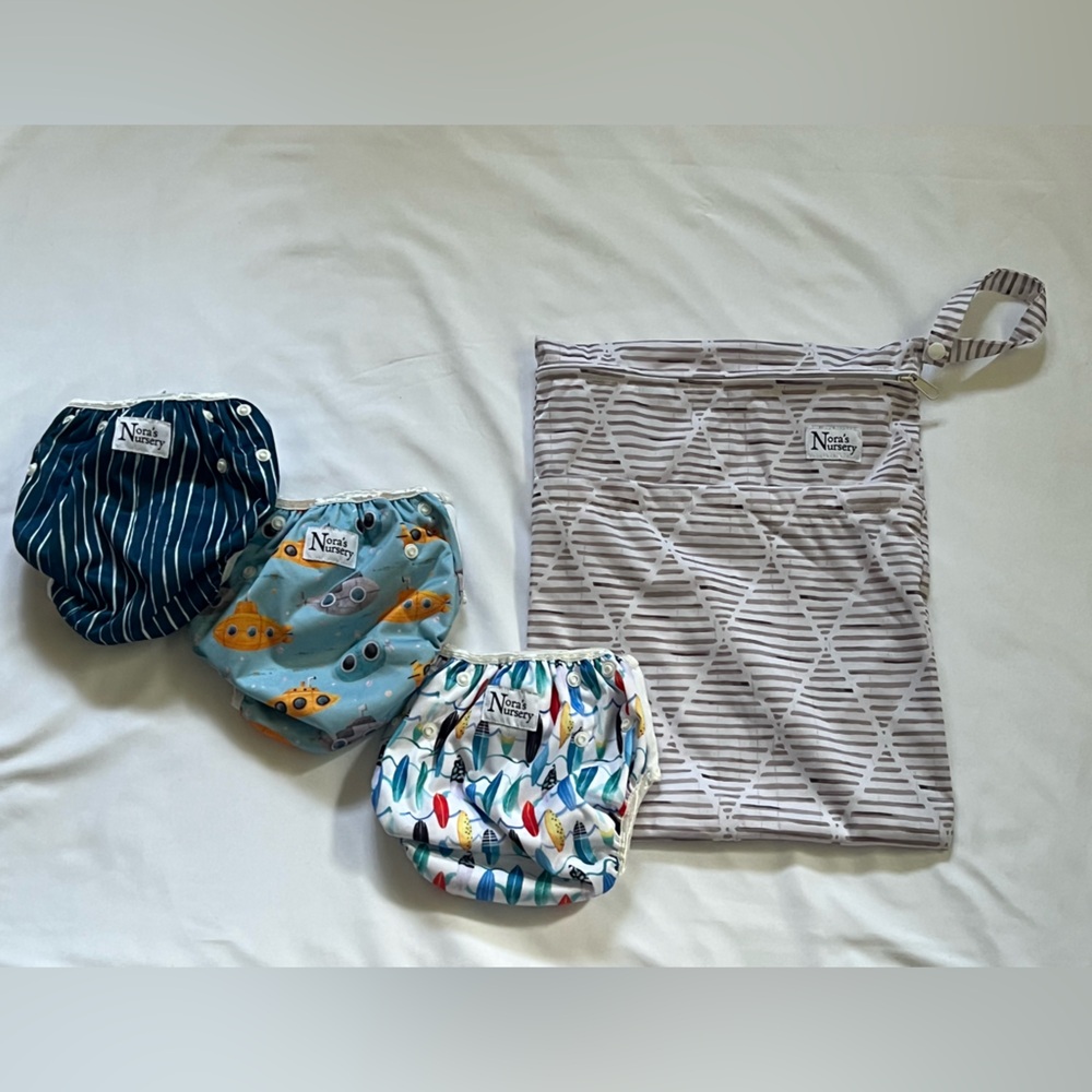 Kids Swim Trunks Set in Blue, Light Blue & Multicolor